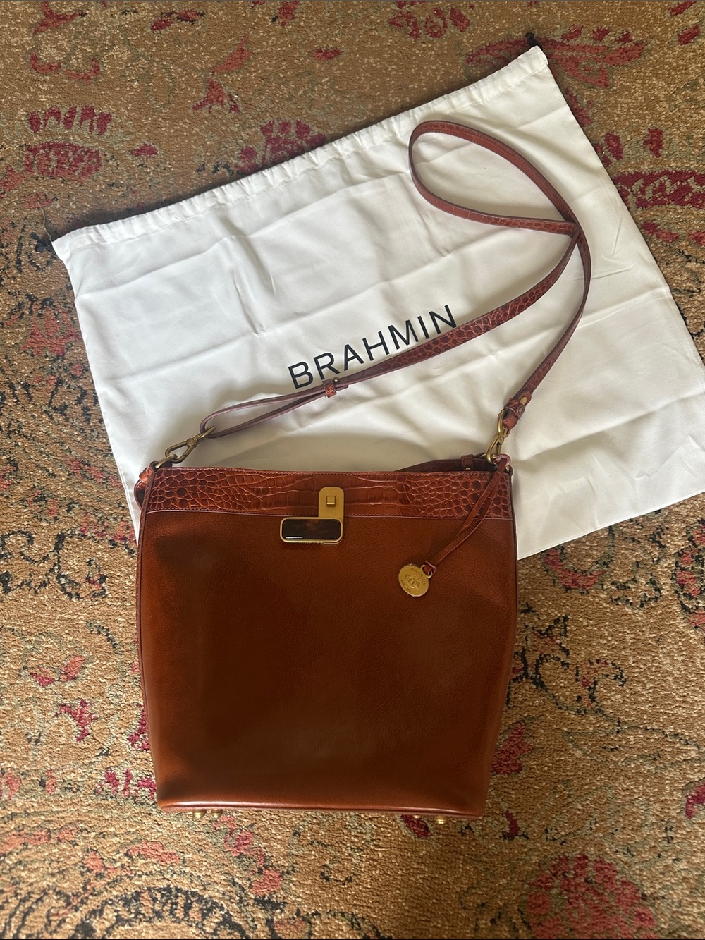 Brahmin Shira Lawrence Shoulder Crossbody with Croc-Top Trim